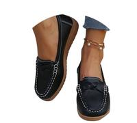 Osheoiso Mocassins Femme Vintage Cuir Chaussures Casual Elegant Plates Bateau Chaussures Loafers Léger Confort Chaussures De Conduite pour Printemps Été A Noir 39 EU