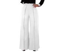 Osheoiso Pantalon Affaires Ample Fitness Automne Pantalon Taille Haute Vintage Pantalon Large Jupe Culotte Business Pantalon de Costume Grande Taille pour Femme B Blanc XL