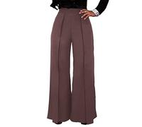 Osheoiso Pantalon Affaires Ample Fitness Automne Taille Haute Vintage Large Jupe Culotte Business Costume Grande Taille pour Femme B Café XL