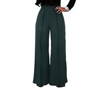 Osheoiso Pantalon Chic Femme Élégant avec Boutons Couleur Unie Mode Grande Taille Casual avec Poche Léger Élastique Culotte pour Été B Vert Foncé M