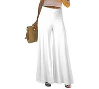 Osheoiso Pantalon Chic Femme Élégant Pantalon Couleur Unie Elastiqué Taille Elastique Grande Taille Casual Pantalon en Lin Léger Élastique Culotte Bouffante pour Eté A Blanc S