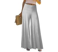 Osheoiso Pantalon Chic Femme Élégant Pantalon Couleur Unie Elastiqué Taille Elastique Grande Taille Casual Pantalon en Lin Léger Élastique Culotte Bouffante pour Eté A Gris M