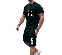 Osheoiso Survêtement 2 Pièces pour Homme Pas Cher Grande Taille Decontracte Tops Pantalon de Sport Running Fitness Musculation Casual Ensembles Jogging Été C 4 M