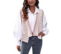 Osheoiso Vest Gilet en Tricot Mode Femme Tricoté sans Manches Débardeur Gilet Femme Pull Veste Casual Sweater sans Manches Printemps A Rose M
