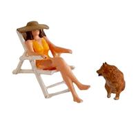 Oshhni 2 figurines miniatures à l'échelle 1/64 sur le thème des vacances à la plage, décor de micro-, accessoires de photographie miniatures,