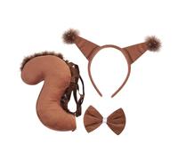 Oshhni 3 Pièces Set de Costume D'Écureuil avec Serre-tête Queue et Nœud Papillon Accessoires de Déguisement En Tissu Doux Convenable pour Halloween Le, CafÉ