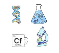 Oshhni 4 Pcs Mignon Expériences Motif Broche Pins Science Décoration Tasse À Café Badges Épinglettes pour Femmes Hommes, Jeans, Sacs, Sacs À Dos