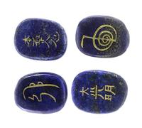 Oshhni 4 Pcs Naturel Lapis Lazuli Cristal Pierre Poli Gravé Cristal Symbole