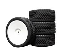 Oshhni 4 Pièces Pneus Caoutchouc Voiture RC Roues Jantes Hexagone 12mm Remplacement Simple Résistants Usure Étanchéité pour Modèles Télécommandés