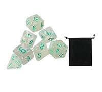 Oshhni 7 Pièces Dés Polyédriques Jeux de Table Acryliques Accessoires Ensembles Multi Faces Jouets pour Enseignement Apprentissage Mathématiques Soirées Jeu, Vert foncé