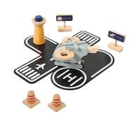 Oshhni Avion en bois, véhicule de transport aérien, ensemble de jeu, ornement, jouets éducatifs d'apprentissage précoce pour garçons de 3 ans