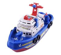 Oshhni Bateau de pompiers électrique pour enfants, modèle réduit avec jet d'eau, musique et lumières. Jouet de bain pour bébés et enfants de 5 ans plus.