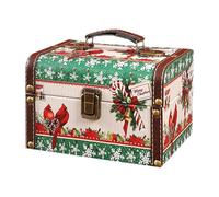 Oshhni Boîte à Bijoux en Bois, Boîte de Rangement en Bois, Boîte à Bijoux Décorative de Noël avec Charnières, Cadeau pour Femme, Collier et Montre, L