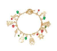 Oshhni Bracelet de Noël en Alliage avec Breloques Père Noël, Flocons de Neige et Sapin de Noël, pour Femme, Style C