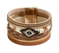 Oshhni Bracelet de Perles avec Fermoir, Bracelet Manchette en Corde tressée pour Tenues de Concert Country, Kaki