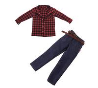 Oshhni Chemise à Manches Longues à L'échelle 1/6 Ensemble de Jeans Bleus pour Figurine d'action Masculine de 12 Pouces