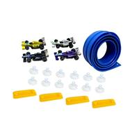 Oshhni Circuit de course flexible pour enfants, rampe de voiture enroulable à monter soi-même, jeu interactif et pliable pour enfants à partir de 3 ans. Idée, Bleu 4m