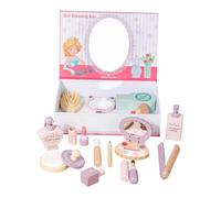 Oshhni Coffret de maquillage pour jeux d'imitation, coffret de maquillage en bois, jouet de coiffeur, jeux de rôle pour enfants, salon de coiffure,