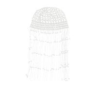 Oshhni Coiffe à pompon et perles, élégante, bijou de cheveux pour fêtes, mariages et scènes, Blanc