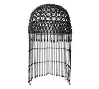 Oshhni Coiffe à pompon et perles, élégante, bijou de cheveux pour fêtes, mariages et scènes, Noir