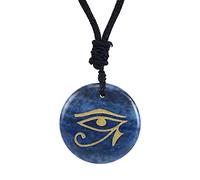 Oshhni Collier égyptien Oeil d'Horus, Collier Oeil de RA Exquis Corde Noire Oeil d'Horus Pendentif Collier Bijoux Egyptiens pour Hommes Femme, Bleu