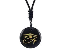 Oshhni Collier égyptien Oeil d'Horus, Collier Oeil de RA Exquis Corde Noire Oeil d'Horus Pendentif Collier Bijoux Egyptiens pour Hommes Femme, Le Noir