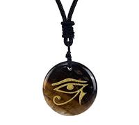 Oshhni Collier égyptien Oeil d'Horus, Collier Oeil de RA Exquis Corde Noire Oeil d'Horus Pendentif Collier Bijoux Egyptiens pour Hommes Femme, Jaune