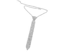 Oshhni Collier et Cravate en Tendance pour Hommes et Femmes, Accessoires de Costume décoratifs réglables, Bijoux de Cou Brillants, chaîne à Paillettes, Argent