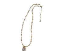Oshhni Collier Tendance, Accessoire de Bijouterie, Pendentif, Chaîne, Collier de Perles, pour La Plage Au Quotidien, Carré