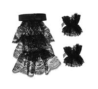 Oshhni de jabot et de manchettes en dentelle, accessoires de costume de scène détachables et décoratifs pour cosplay, Noir