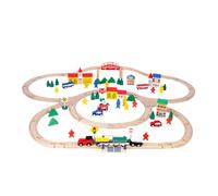 Oshhni Ensemble de Train en bois, ensemble de jouets ferroviaires, jeu familial, jouet de voyage, jouet d'apprentissage préscolaire, jouet Montessori pour, 100 Pièces