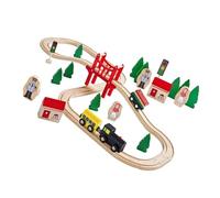 Oshhni Ensemble de Train en bois, ensemble de jouets ferroviaires, jeu familial, jouet de voyage, jouet d'apprentissage préscolaire, jouet Montessori pour, 39 Pièces