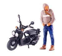 Oshhni Figures Diorama Figurines Conducteur Homme Accessoires Micro 1/64 Modèle Miniatures Architecture Résine Détail Raffiné Convient pour, Gris Noir