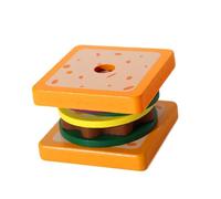 Oshhni Food Stacker Toys Reconnaissance de couleurs Enseignement Forme Match Toy Enfants Puzzle de nourriture en bois pour l'interaction de la famille, Sandwich