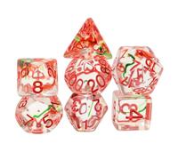 Oshhni Jeu de dés de jeu de 7 pièces, cadeaux de fête, résine D20 D12 D10 D8 D6 D4, dés de jeu multi-faces pour jeu de cartes de fête Bar KTV, lettre rouge