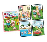 Oshhni Joli album de peinture à l'eau, éducation précoce Cognition aides pédagogiques arts jouet tablette de dessin pour filles garçons fête vacances cadeaux, Famille cochon