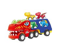 Oshhni Jouet camion dinosaure, véhicules de voiture, figurines de dinosaure créatives, jouets avec lumière et son, fournitures de fête pour enfants, garçons, T rex avec 4 voitures