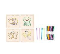 Oshhni Jouet de laçage en bois Broderie Puzzle Jeu Occupé Conseil Motricité fine Coloré Corde Enfilage Jouet Maternelle Avion Activité Garçons Filles, Papillon