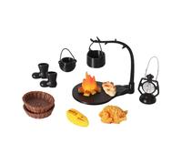 Oshhni Lot de 11 décorations miniatures pour maison de poupée, accessoires de camping, décoration réaliste pour jardin de fées, poêle suspendu,