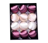 Oshhni Lot de 12 Boules de Noël avec Boucles de Suspension et pendentifs à Breloques pour Sapin de Noël, décorations à Suspendre pour Anniversaire et, Série en Trois Couleurs
