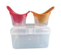 Oshhni Lot de 2 gobelets de lavage oculaire en silicone, réutilisables, avec récipient de rangement, gobelet et gobelets de nettoyage oculaire, Rouge et Orange