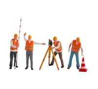 Oshhni Lot de 4 figurines miniatures (échelle 1/64) représentant des ingénieurs du, des arpenteurs et des géomètres. Objets de collection, décorations