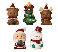 Oshhni Lot de 5 mini figurines de Noël en résine pour sapin de Noël, avec coffret cadeau, décoration de bureau, sculptures pour armoire, bibliothèque