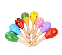 Oshhni Lot de 6 maracas en bois, jouets éducatifs précoces, hochets à percussion colorés, marteaux de sable pour carnaval, festival, karaoké, concert