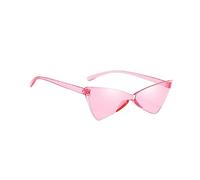 Oshhni Lunettes de soleil sans monture triangle, lunettes de soleil transparentes œil de chat, lunettes de soleil triangle colorées, lunettes de costume pour, ROSE