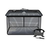 Oshhni Panier à Poissons Flottant, Seau à ménés, Multifonction, Pliable, Fournitures de pêche en extérieur pour Poissons Vivants, Cage en Maille, Noir 39cmx24cmx50cm