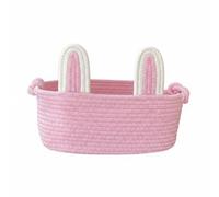 Oshhni Panier lapin pour œufs de Pâques, sac fourre-tout lapin, panier cadeau créatif, souple et décoratif fait main, tressé pour fruits et bonbons, Rose