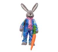 Oshhni Pâques Bunny Doll Tabletop Ornement Friend Gift Decorative Animal Figurine Home Decor for Colret Cabinet Backyard Maridal Room, Portant Des Vêtements Bleus