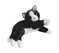 Oshhni Peluche Chat Réaliste, Jouet de Collection, Cadeau d'Anniversaire Doux Chat Couché en Peluche, Décoration pour Voiture, Salon, Maison, Noir