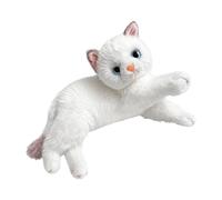 Oshhni Peluche Chat Réaliste, Jouet de Collection, Cadeau d'Anniversaire Doux Chat Couché en Peluche, Décoration pour Voiture, Salon, Maison, Blanc